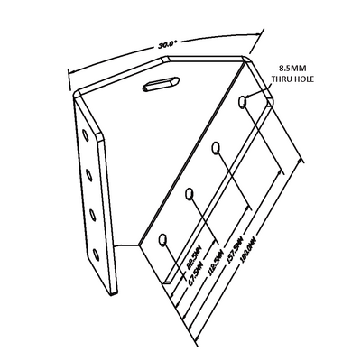 43-430-0 ALUMINUM PROFILE STAIR PART<br>30 DEGREE CONNECTION 45MM X 180MM STAIR STRINGER